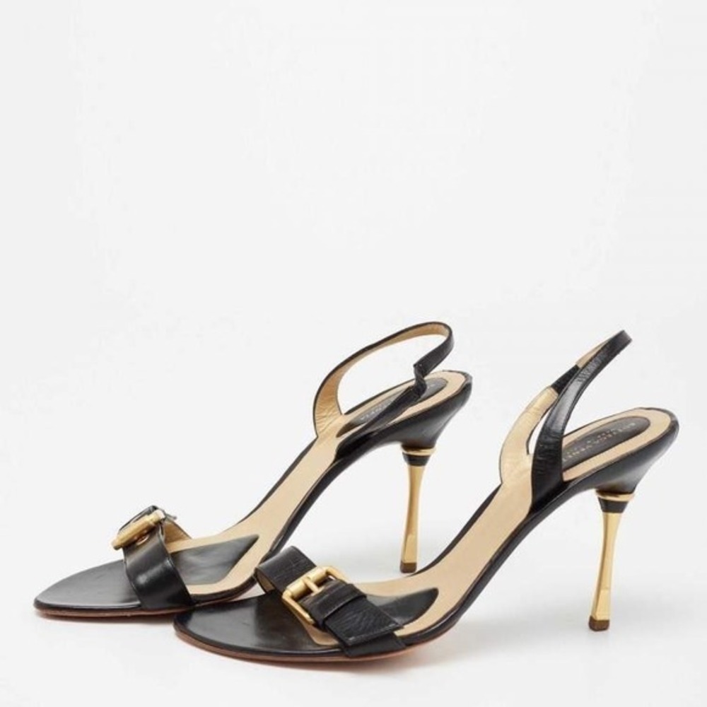 Bottega Veneta Gold Buckle Slingback Heels Size 38/7/12